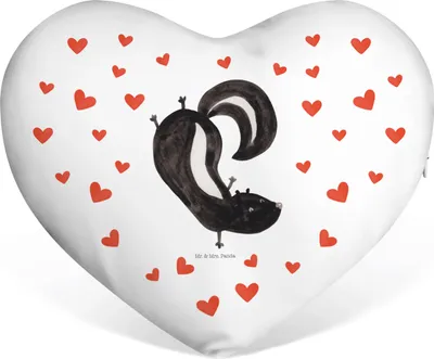 Produktbild von Mr. & Mrs. Panda Sofakissen Stinktier Handstand - Weiß - Geschenk, Partnerkissen, Skunk, Stinker, Raubtier, Dekokissen, Wildtier, Plüsch Herzkissen, dekoartikel