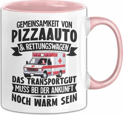 Produktbild von Sanitäter Geschenk Tasse Pizzaauto Rettungsdienst Rettungssanitäter Notfallsanitäter Krankenwagen-Fahrer Geschenkidee Kaffee-Becher (Rosa)