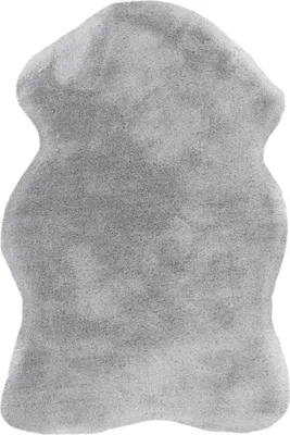 Imagen del producto de Alfombra Padiro de pelo alto y suave, 60 x 90 cm, color gris claro, diseño moderno y liso, apta para suelo radiante