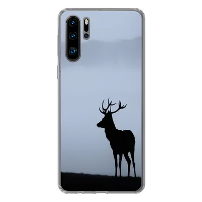 Produktbild von MuchoWow® Handyhülle Schutzhülle Hülle für Huawei P30 Pro Hirsch - Nebel - Silhouette Silikon Softcase Handy Hülle - Schutzdeckel