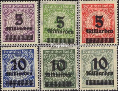 Produktbild von Briefmarken Deutsches Reich 1923 Mi 332-337 (kompl.Ausg.) postfrisch Hochinflation