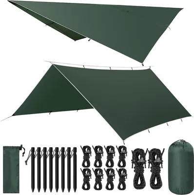 Produktbild von VOSOIR Camping Tarp 3x5M Wasserdicht Ultraleicht mit Zubehör Rugby-Grün