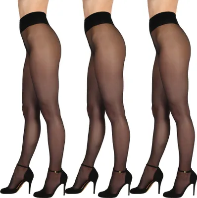 Produktbild von Bananalu Hüftstrumpfhosen mit Komportbund 40 Den Hüftbund Vitamin E Soft Lux 40 Nero - 3er Set S
