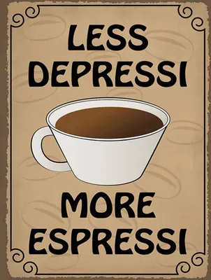 Produktbild von vianmo Holzschild 40x30 cm less depressi more espressi