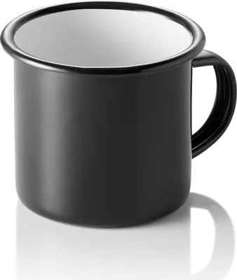 Produktbild von Henkelbecher GRACE, Ø 9 cm, 350 ml, Emaille, weiß schwarz