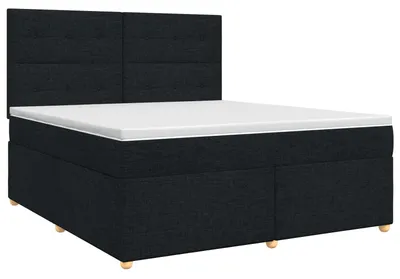 Image de Lit Boxspring avec matelas Noir 140 x 200 cm Tissu