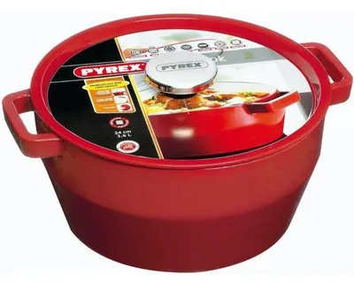 Image de Cocotte Ronde Pyrex Slow Cook, 24 cm, 3.6 Litres, Fonte d'Acier, Rouge