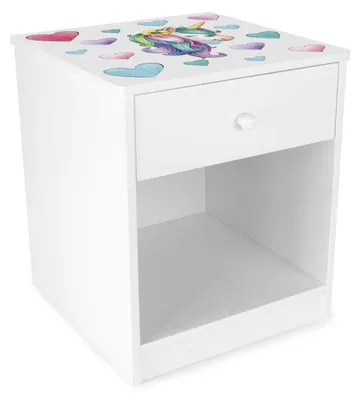 Produktbild von Bayagu Nachttisch für Kinder Weiß mit Schublade Kompakter Beistelltisch 33.5x40x34cm