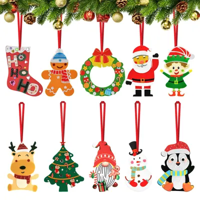 Weihnachtsfilz-Bastelset, 10 DIY-Ornamente, bunt