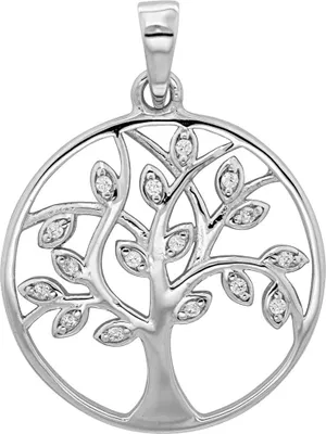 Image de Pendentif Arbre de Vie Femme Argent fin 925 avec Oxyde de Zirconium - 25mm*19mm; TRS27886