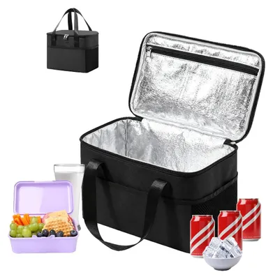 Isolierte Kühltasche 8 l, Oxford-Gewebe, schwarz, zusammenklappbar