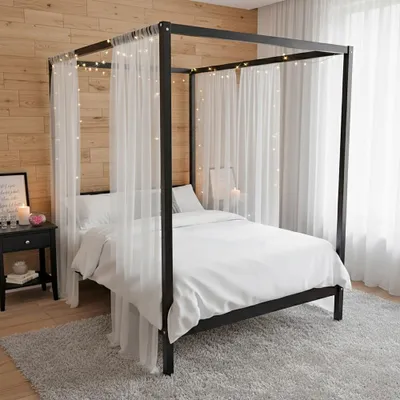 Produktbild von Himmelbett ROMANCE / Bett 160x200 - Schwarz