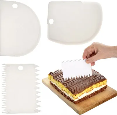 Produktbild von Cremeschaber Teigschaber Teigkarte Kuchenheber Küchenspachtel 3 Stück