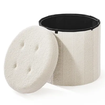 Produktbild von Fußhocker mit Stauraum, faltbarer Hocker mit abnehmbarem Deckel, Fleece, Wohnzimmer