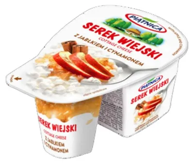 Zdjęcie produktu dla Piątnica Serek Wiejski Jabłko Cynamon 150 g