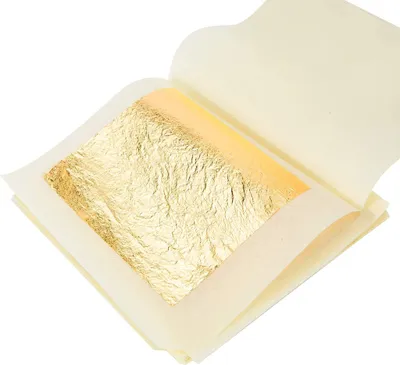 Produktbild von 20 Blatt 24 Karat Blattgold 4.3 cm Goldfolie Für Lebensmitteldekoration Make-Up, Kuchen Sowie Kunst Und Kunsthandwerk