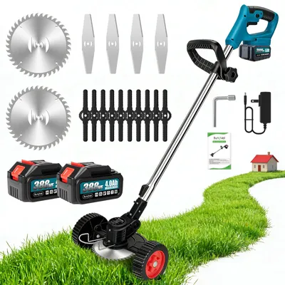 Image de coupe-bordure électrique sans fil 21V avec 2 batteries et chargeur Débroussailleuse