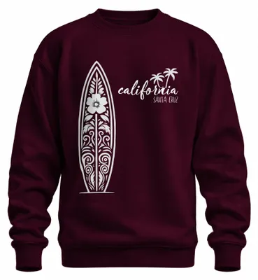 Zdjęcie produktu dla California Santa Cruz Surfbretter Surfen Palmen Strand Vintage Uni  Sweatshirt Pullover, bordowy, L