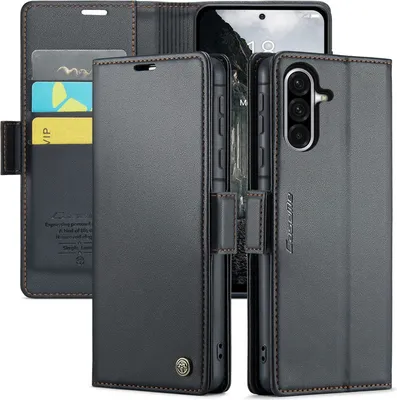 Produktbild von Hülle für Samsung Galaxy A36 - CASEME Litchi Texture Book Wallet Klapphülle - Schwarz