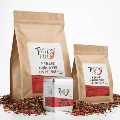 Produktbild von Tasty Pott 7 Gewürz Chilipfeffer mit Algen - im Beutel - 30g