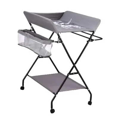 Immagine prodotto di Fasciatoio portatile per neonati, design ergonomico, pieghevole e compatto, grigio con ruote