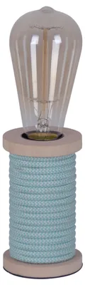 Produktbild von Tischleuchten - Tischleuchte "MAX" H: 12cm türkis/weiß, Tischlampe im Stil Junges Wohnen, aus Metall, Kunststoff und Textilmaterial in türkis, 12 cm hoch, Ø 7,5 cm, E27-Fassung – Schnurschalter