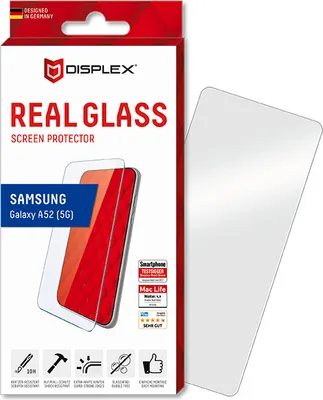 Produktbild von Displex Panzerglas (10H) für Samsung Galaxy A52/A52(s) 5G/A53 5G, Eco-Montagerahmen, Tempered Glas, kratzer-resistente Schutzfolie, hüllenfreundlich, Samsung, A52/A52 5G/A52s 5G/A53 5G, Trockene Anwendung, Schlagfest, Kratzresistent, Staubresistent, Transparent, 1 Stück(e)