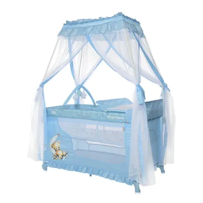 Obrázok produktu pre Lorelli MAGIC SLEEP 2v1 cestovná postieľka a ohrádka + baldachýn BLUE MOON SLEEPING BEAR
