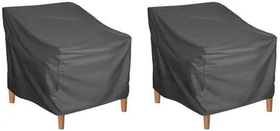 Immagine prodotto di Coperture protettive Unyqoos® per sedie da giardino, set da 2 – impermeabili e resistenti alle intemperie, realizzate in tessuto Oxford 210D con rivestimento impermeabile, dimensioni 80x85x91,5 cm, con coulisse regolabile