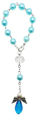 Produktbild von Art Sacrum Zehner-Rosenkranz mit Engel, blau, 15 cm, für Auto