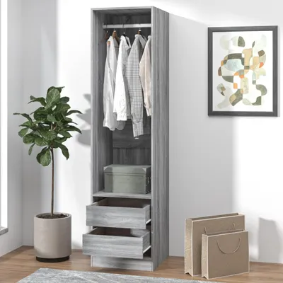 Image de The Living Store Armoire avec tiroirs Gris Sonoma 50x50x200 cm