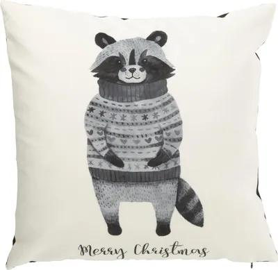 Produktbild von Kissen waschbär+pullover velours weiß/schwarz
