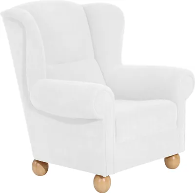 Produktbild von Max Winzer Ohrenbackensessel Monarch - Velourstoff creme - Maße: 93 x 87 x 100 cm