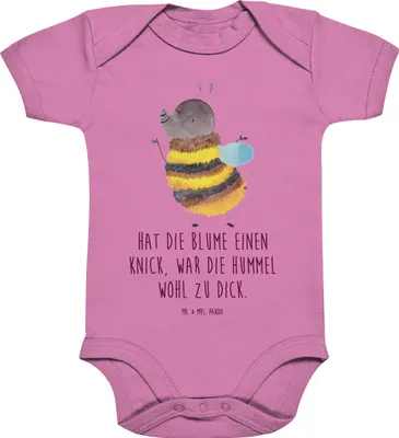 Produktbild von Mr. & Mrs. Panda Strampler Baby Hummel flauschig 12. - 18. Monat - Bubble Gum Pink - Geschenk, Biene, babykleidung body, Natur, Blume, kurzarm, Babybody, Lustige Sprüche