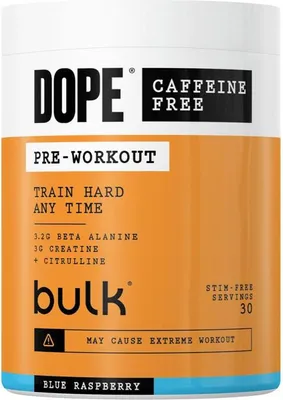 Produktbild von Bulk Dope Pre-Workout caffeine-free (30 serv) Blue Raspberry - Pre-Workout - Stimulanzien-freier Booster
