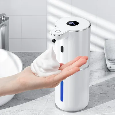 Produktbild von Seifenspender Automatisch mit Digitalanzeige,Wandbefestigung Berührungslos,500ml Elektrischer Seifenspender mit Sensor,USB Wiederaufladbar