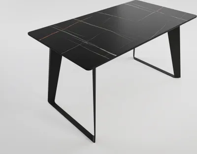 Produktbild von Esstisch FLORINT 140x80cm schwarze Keramikplatte schwarze Design-Tischkufen : Schwarz