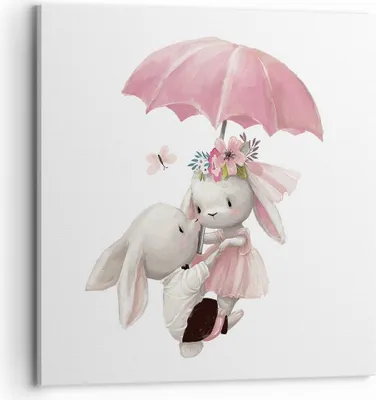Produktbild von Bild auf Leinwand - Leinwandbild - Einteilig - Hasen Regenschirm Kinder - 70x70cm - Wand Bild - Wanddeko - Wandbilder - Leinwanddruck - Bilder - Wanddekoration - Leinwand bilder - AC70x70-4777