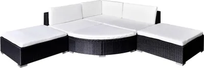 Produktbild von vidaXL 6-tlg. Garten-Lounge-Set mit Auflagen Poly Rattan Schwarz
