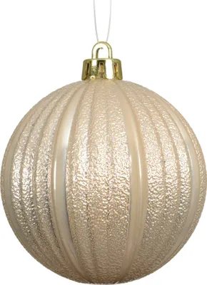 Produktbild von Weihnachtskugeln Kunststoff 8cm geriffelt 6 Stück - Perle