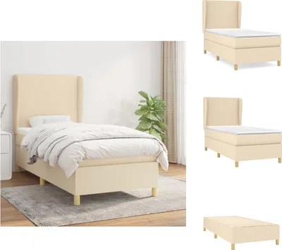 Produktbild von vidaXL Boxspringbett mit Matratze Creme 90x200 cm Stoff -  Betten & Bettgestelle