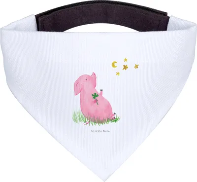 Produktbild von Mr. & Mrs. Panda Hunde Halstuch Schwein Glück - Weiß - Geschenk, Lustige Sprüche, Glücksbringer, Für, Hunde-Halstuch, Träume, Ziele, Hund, Hundehalstuch, Motivation