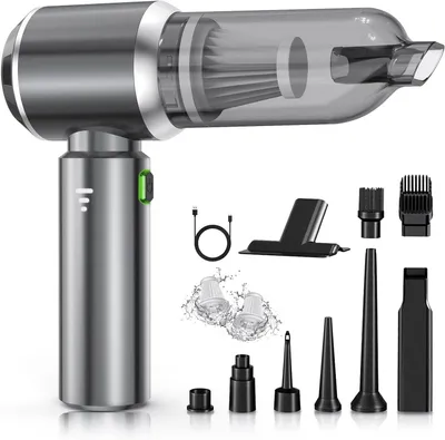 Immagine prodotto di Aspirapolvere portatile - Mini aspirapolvere - Pulizia rapida - Motore brushless - Potenza di aspirazione di 18000 Pa - Grigio