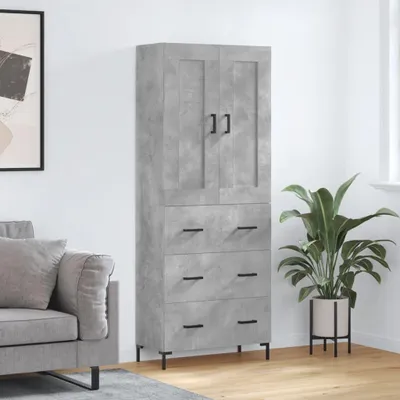 Immagine prodotto di vidaXL Credenza grigio cemento 69,5x34x180 cm materiale a base di legno