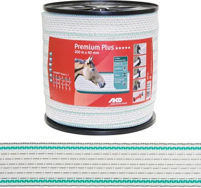 Produktbild von AKO Premium Plus Band TriCOND, weiß/grün, 40 mm, 0,09 Ohm/m, 200 m