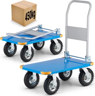 Zdjęcie produktu dla Wózek platformowy transportowy warsztatowy magazynowy HIGHER pompowane koła 450kg