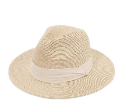 Produktbild von Damen Hut Panama Beige mit Band Einheitsgröße Papierstroh/Polyester UPF 30+