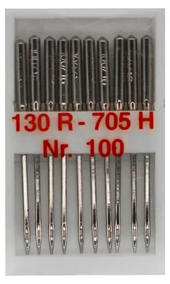Produktbild von 10 Standard Nähmaschinennadeln Flachkolben 130R/705H, Nr. 100