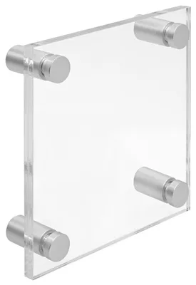 Produktbild von Firmenschild Namensschild Acrylglas 100x100 mm – inkl. 4 Messing-Abstandshalter 13×19 mm, Silber, Türschild