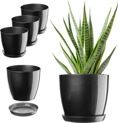 Produktbild von KADAX Blumentopf Blumentopfabdeckung 23 cm Blumenständer mit Ständer Graphit Kunststoff 3 Stück